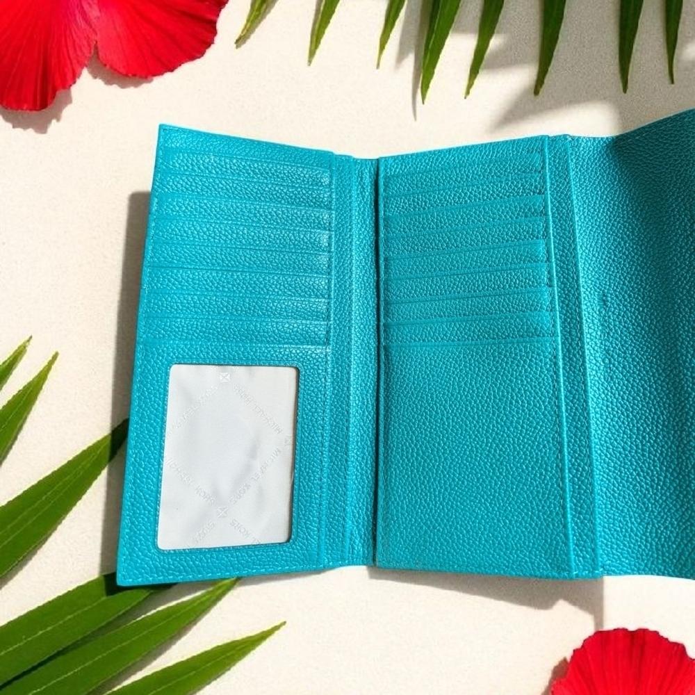 Michael Kors Cassie Trifold Tile Blue Wallet (New) - Picture 5 of 9